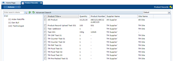 This figure shows the Product Records page. This figure shows the Product Records page.