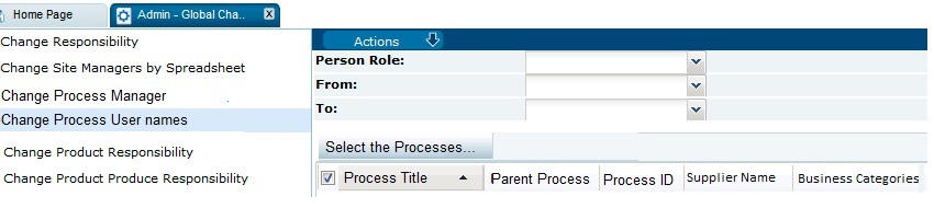 This figure shows the Change Process Names page.