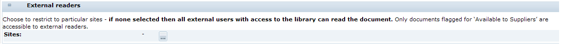 This figure shows the External Readers field. This figure shows the External Readers field.