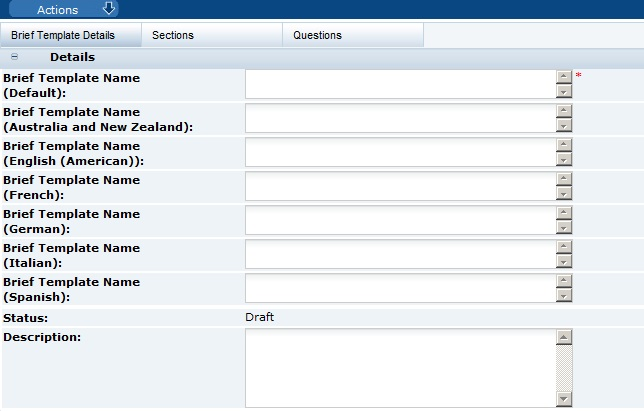 This figure shows the New Brief Template page.