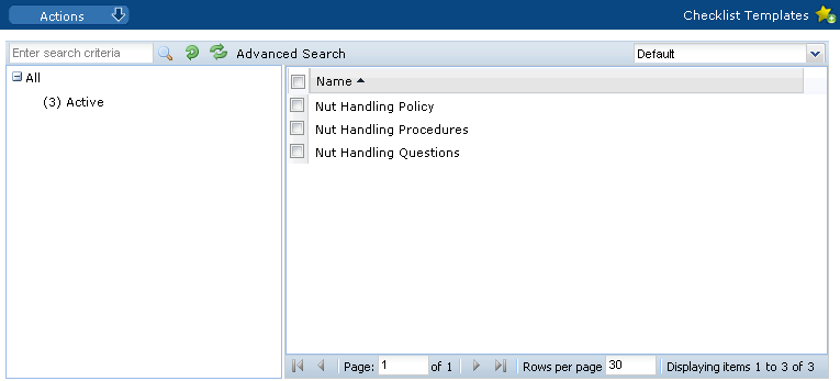 This figure shows the Checklist Templates page.