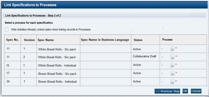 Link Specifications to Processes