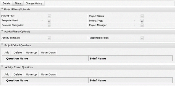 This figure shows the Extract Criteria Details for filters.