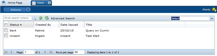 This figure shows the Alerts page. This figure shows the Alerts page.