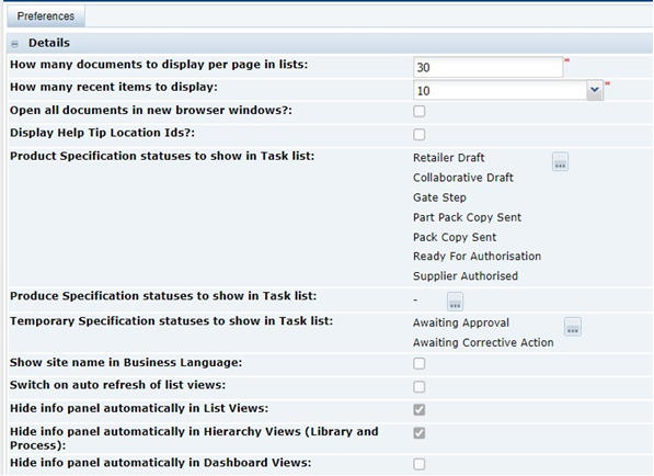 This figure shows the Preferences page. This figure shows the Preferences page.