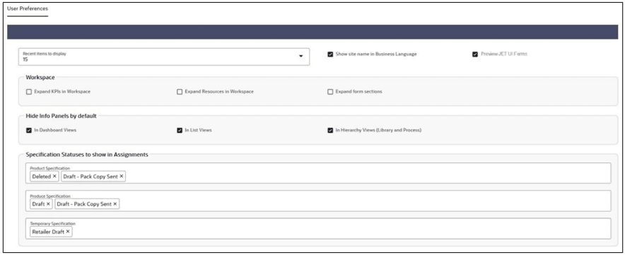 This image shows the Retailer User Preferences Form. This image shows the Retailer User Preferences Form.