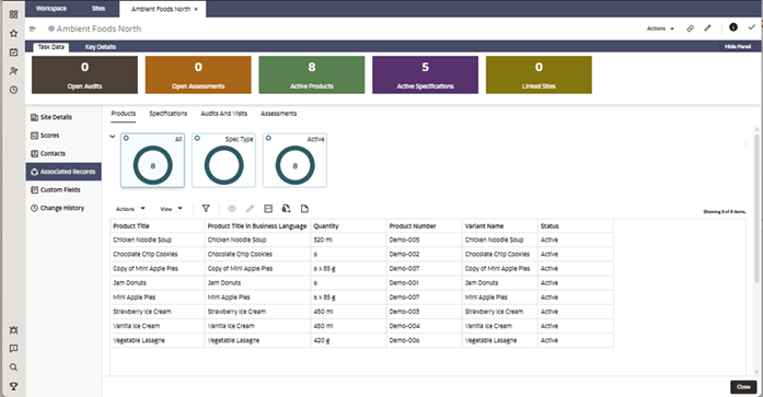 Associated Records screen