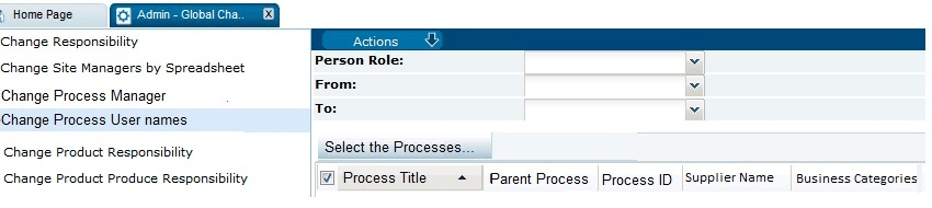 This figure shows the Change Process Names page.