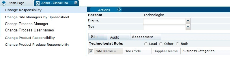 This figure shows the Change Responsibility page.