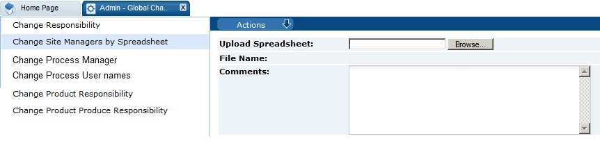 This figure shows the Change Site Managers by Spreadsheet.