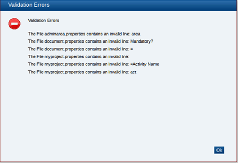 This figure shows the Import System Text Errors dialog box.