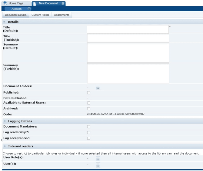 This figure shows the New Document tab.
