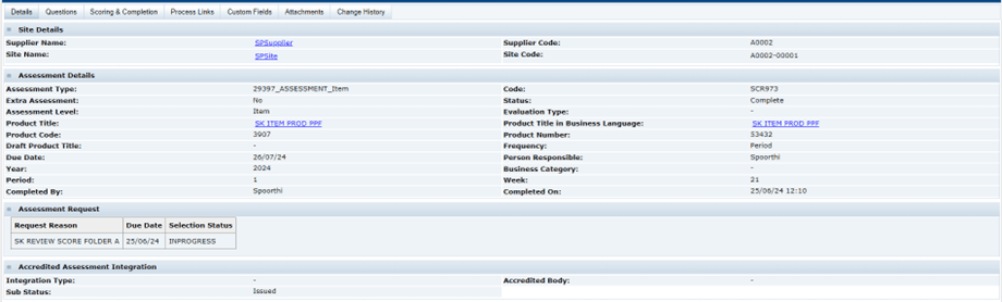 This figure shows the Assessment Details page. This figure shows the Assessment Details page.
