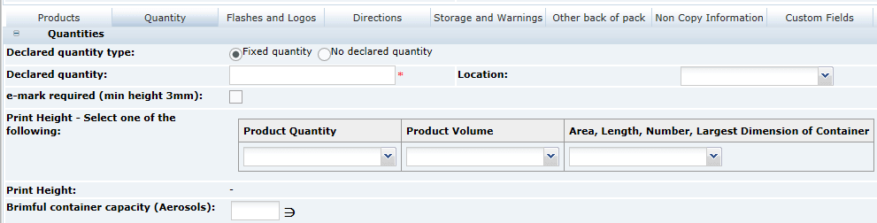 This figure shows the CNF OLC Quantity page.