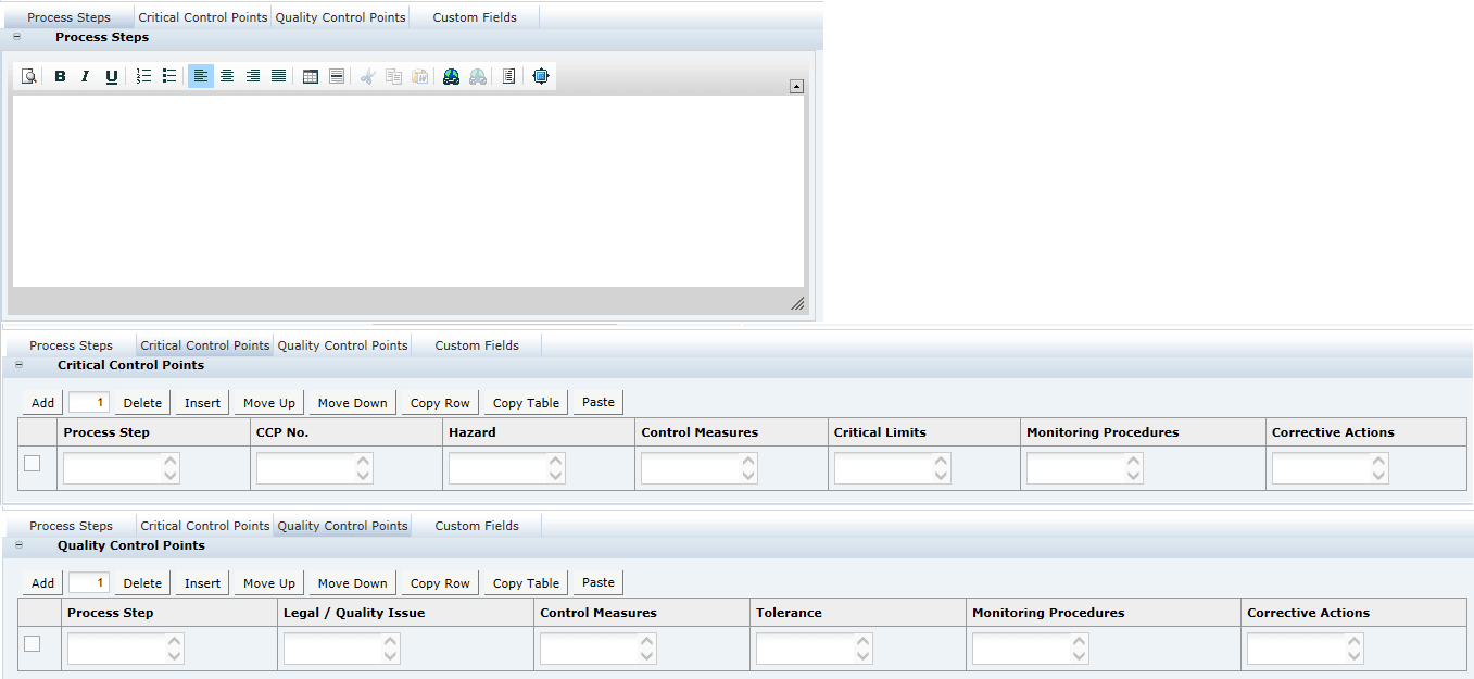 This figure shows the FNF Process Controls page.