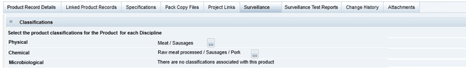 This figure shows the Surveillance Classifications page. This figure shows the Surveillance Classifications page.