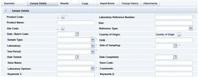 This figure shows the Surveillance Sample Details page. This figure shows the Surveillance Sample Details page.