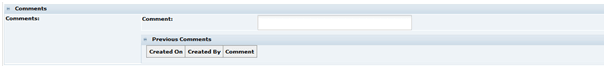 This shows the Temporary Specifications Comments field.