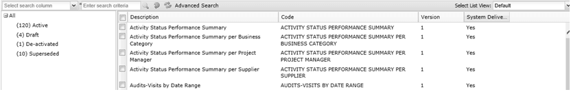 This figure shows the Reports Designs page.