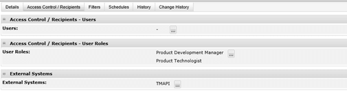 New Report Schedule Access Control/Recipients page.