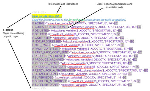 This image shows identifying the status to be included in the report.
