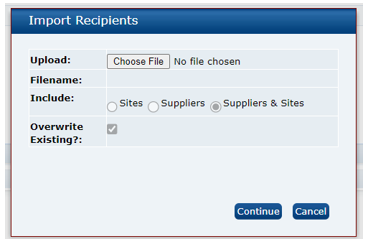 This figure shows the Import Recipients page.
