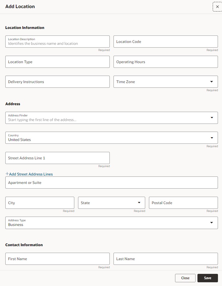 Add Location Page