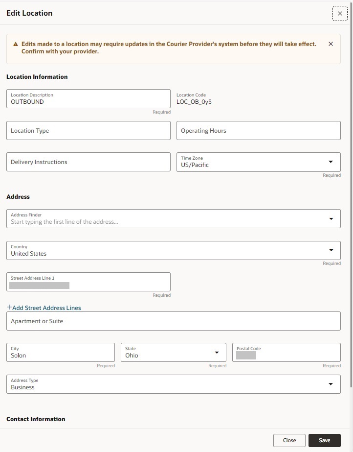 Edit Location Page