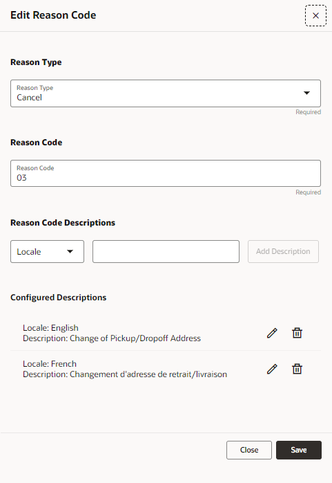 Edit Reason Code