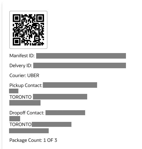 Example of Package Label