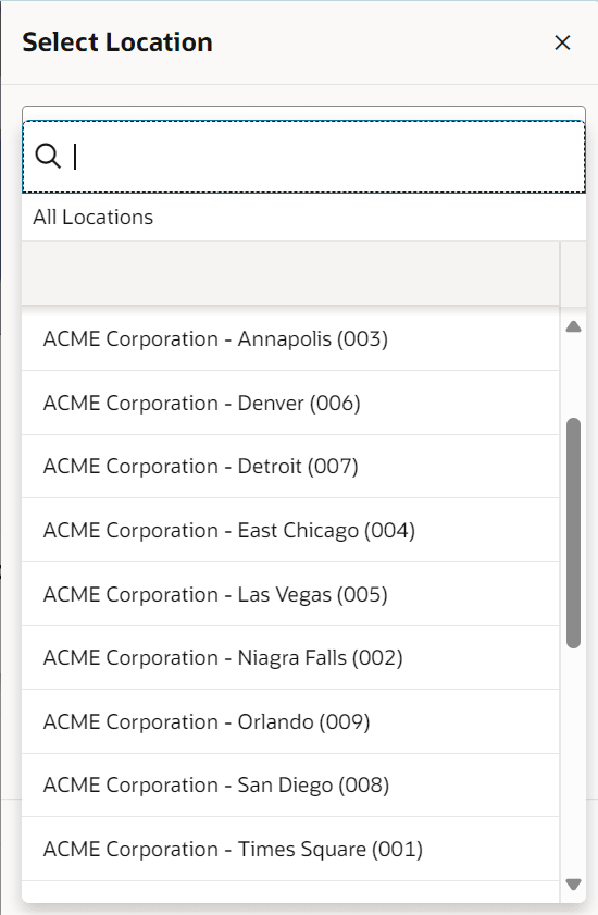 Select Location Window