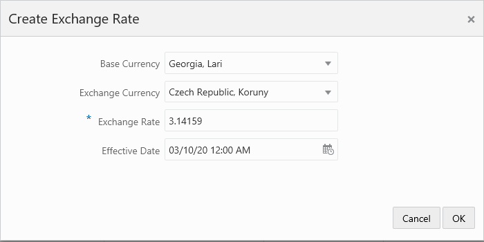 This figure shows the Create Exchange Rate