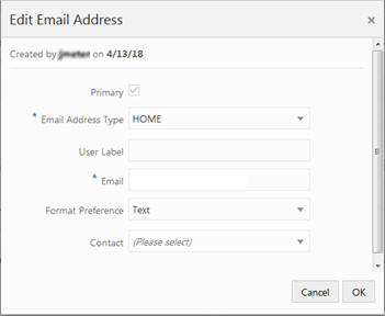 This figure shows the Edit Email Address dialog