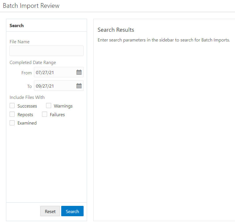 Batcvh Import Review - Search