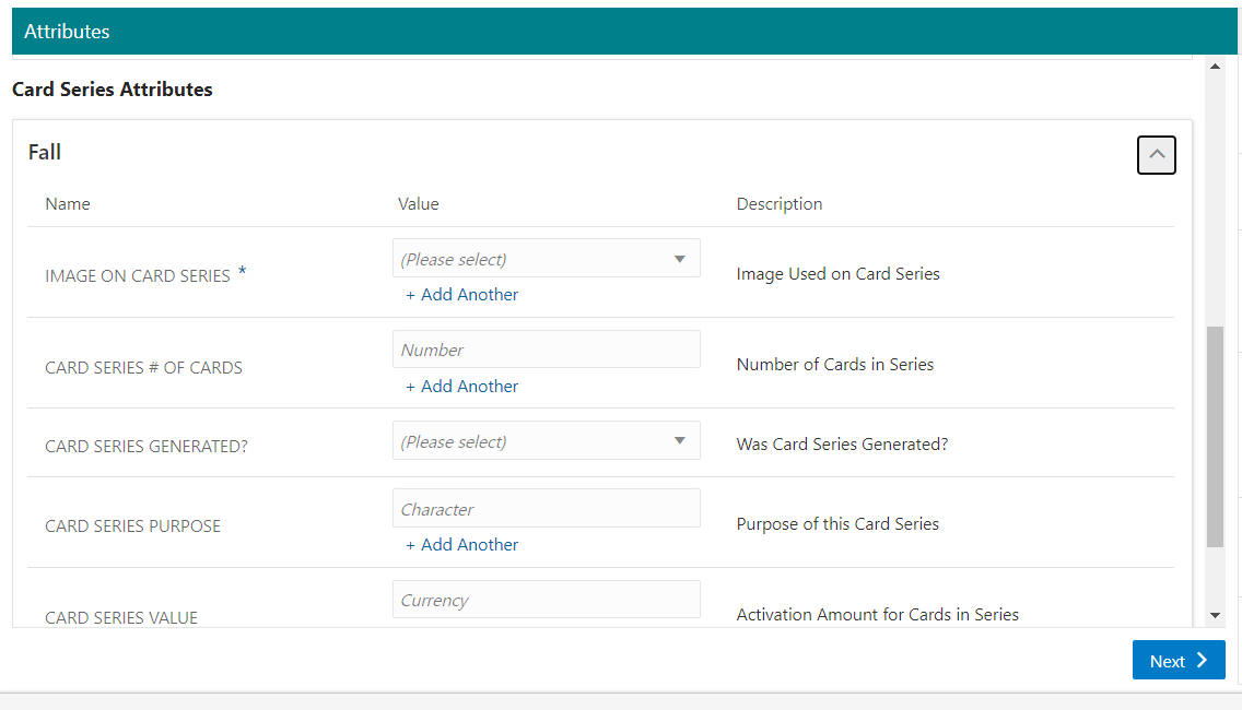 Attritbutes - Card Series Attributes