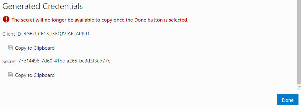 Generated Credentials