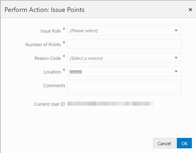 Perform Action: Issue Points