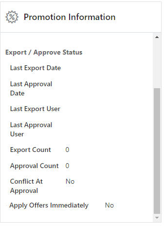 Promotion Information - Export/Approve Status (All Tiles)