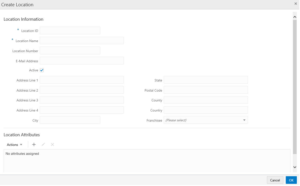 This figure shows the Create Location