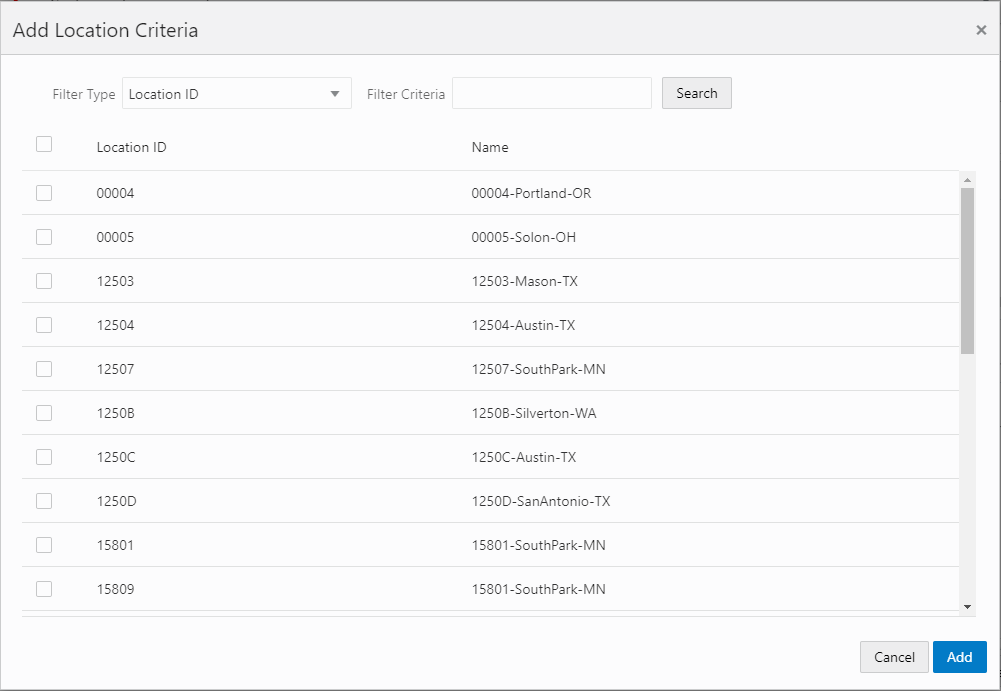 Add Location Criteria