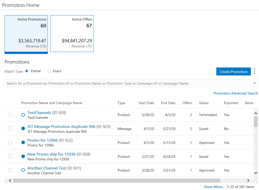 This figure shows the Promotion Home