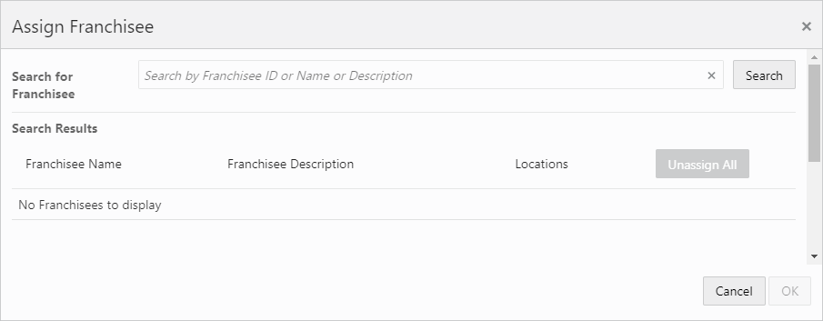 This figure shows the Assign Franchisee