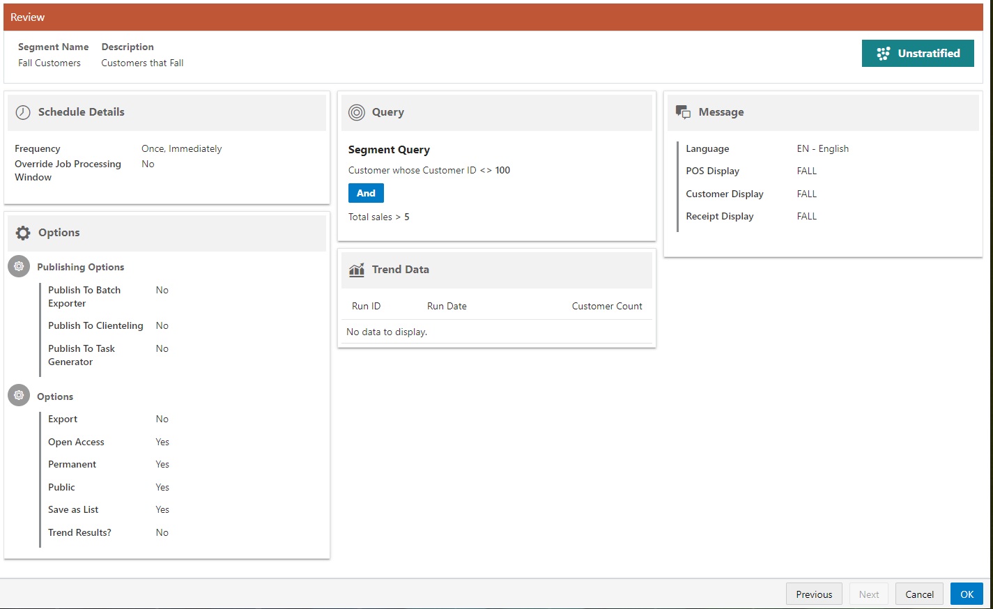 This figure shows the Unstratifed Review Tab