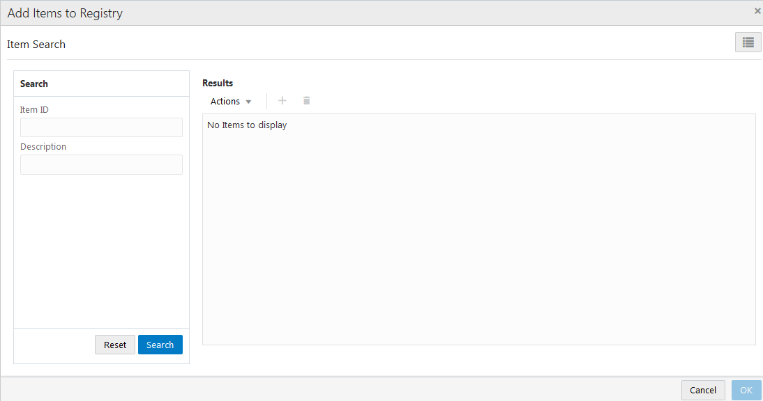 This figure shows the Add Items to Registry