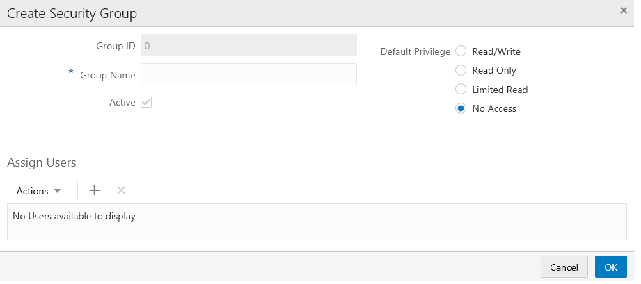 This figure shows the Create Security Group