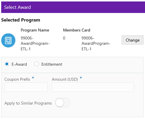This figure shows the Award Program Certificate Options
