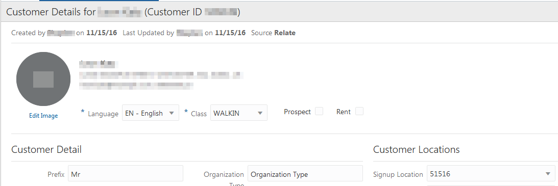 This figure shows the Customer Details