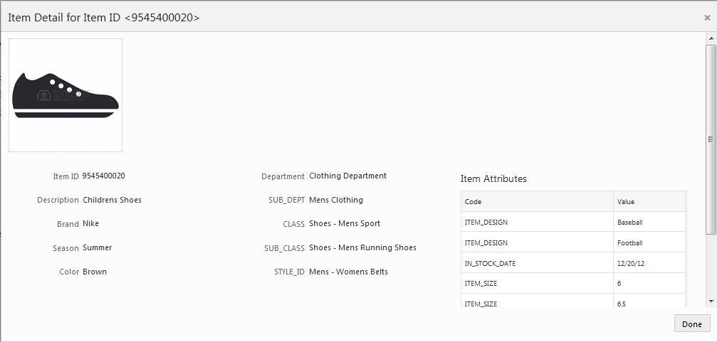 This figure shows the Item Detail