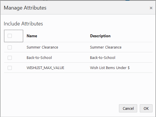 This figure shows the Manage Attributes