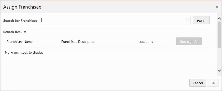 This figure shows the Assign Franchisee